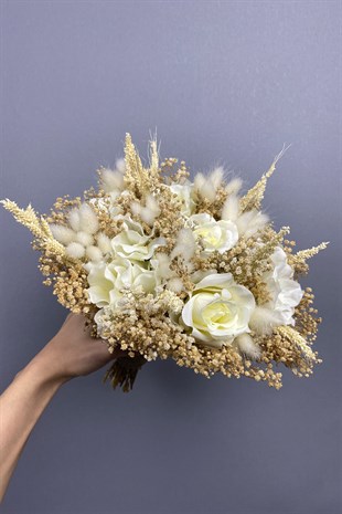 Cipsolu ve Kuru Çiçekli Gelin Buketi