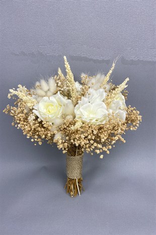 Cipsolu ve Kuru Çiçekli Gelin Buketi
