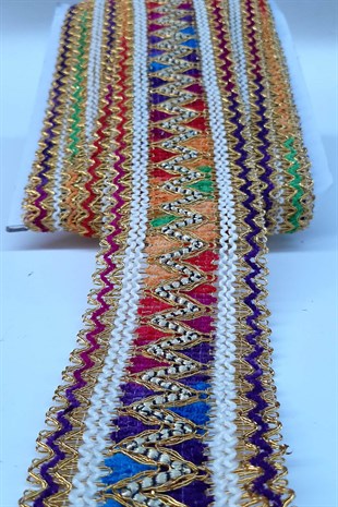 Çizgili Desenli Antik Şerit Güpür