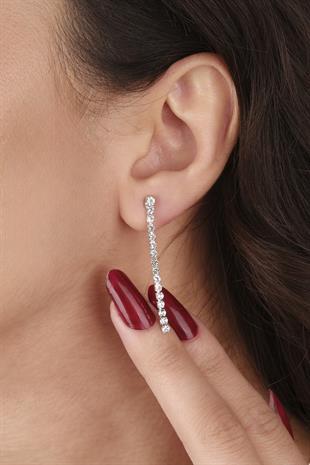 Dalgalı Venüs Şık Kristal Taşlı Abiye Kolye Küpe Seti Ve Lale Gelin Tacı