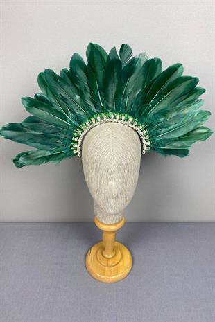 Dali Feathered Stone Bridal Henna Crown Accessory