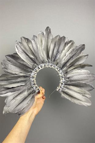 Dali Feathered Stone Bridal Henna Crown Accessory