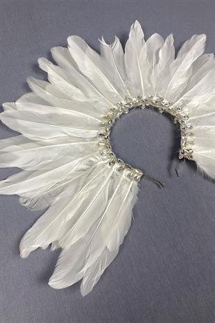 Dali Feathered Stone Bridal Henna Crown Accessory