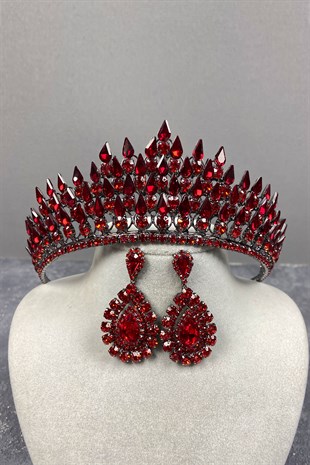 Drop 3D Bridal Henna Crown And Drop Earring Set