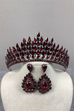 Drop 3D Bridal Henna Crown And Drop Earring Set