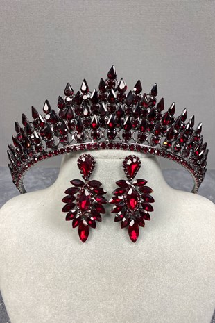 Drop 3D Bridal Henna Crown And Stud Earring Set