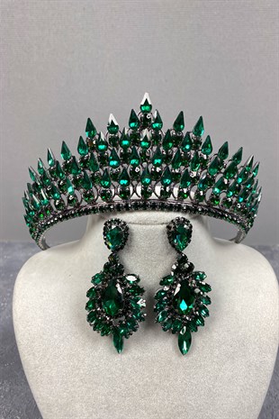 Drop 3D Bridal Henna Crown And Stud Earring Set