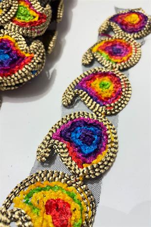 Damla Desenli Antik Şerit Güpür