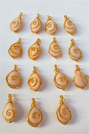 Drop Natural Stone Gold Detailed Necklace