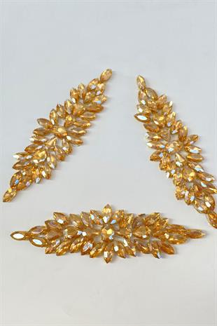 Damla Mekik Taşlı Ütüyle Yapışan Parlak Taşlı Aplik