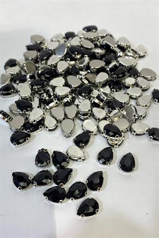 Damla Metal Kasalı Beyoğlu Taşı Dikme Cam Boncuk 5 Adet