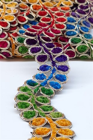 Damla Su Yolu Desenli Antik Şerit Güpür