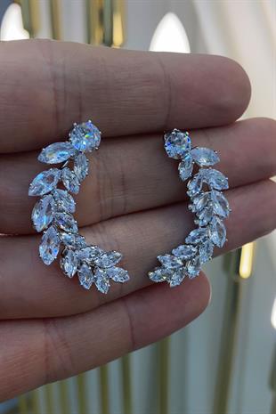 Damla Taşlı Tasarım Zirkon Parlak Küpe