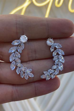 Damla Taşlı Tasarım Zirkon Parlak Küpe