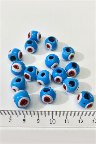 Calfs Eye Patterned Glass Evil Eye Beads Blue 1 pcs