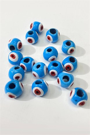 Calfs Eye Patterned Glass Evil Eye Beads Blue 1 pcs