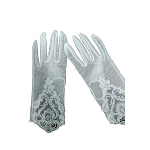 الجملة الدانتيل منقوشة الكاحل الأبيض قفازات الزفاف طول
