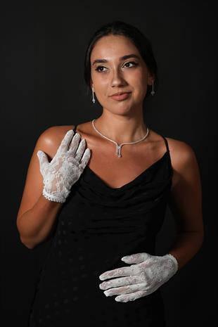 الجملة الدانتيل الكاحل طول قفازات الزفاف