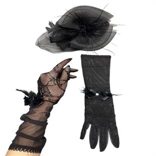 الجملة قفازات الزفاف لاسي وقبعات الزفاف