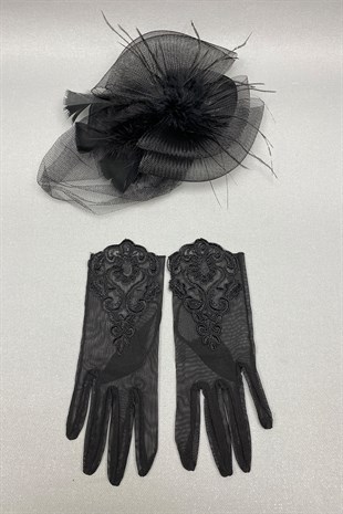 Lace Bridal Gloves and Wedding Hat Face Veils