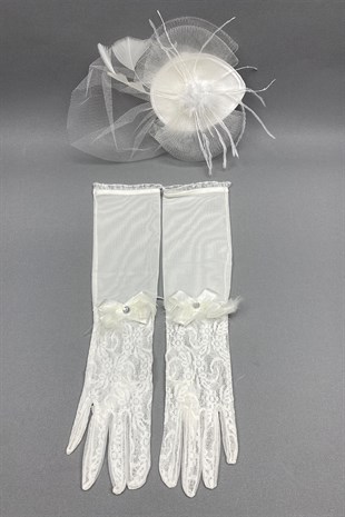 Lace Bridal Gloves and Wedding Hat Face Veils