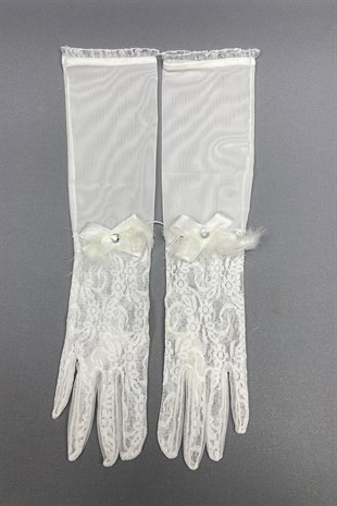 Lace Bridal Gloves and Polka Dot Wedding Hat Face Veils