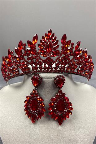 Danver Stone Bridal Henna Crown And Earring Set