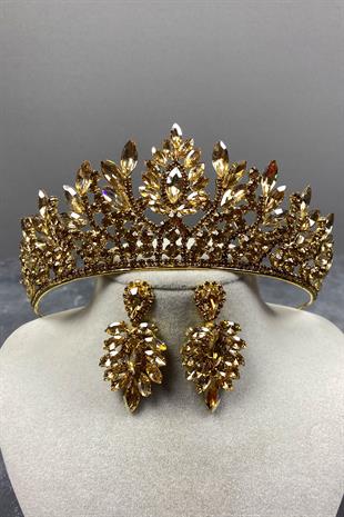 Danver Stone Bridal Henna Crown And Earring Set