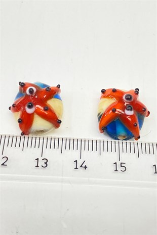 Starfish Glass Bead Pendant Red 1 Pcs