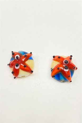 Starfish Glass Bead Pendant Red 1 Pcs
