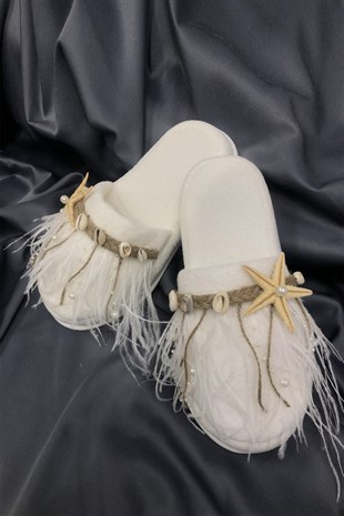 Postpartum Slippers with Sea Star and Straw Crown