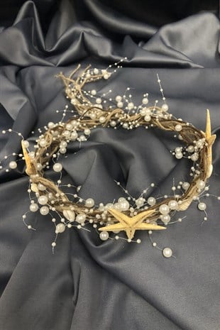 Postpartum Slippers with Sea Star and Straw Crown