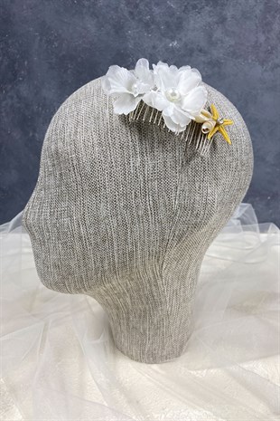 Deniz Yıldızlı Ve Bahar Dallı Çiçekli Saç Tokası