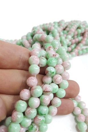 Çok Renkli Desenli Dizi Cam Boncuk