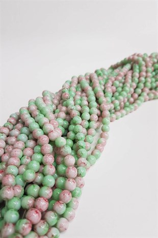 Çok Renkli Desenli Dizi Cam Boncuk