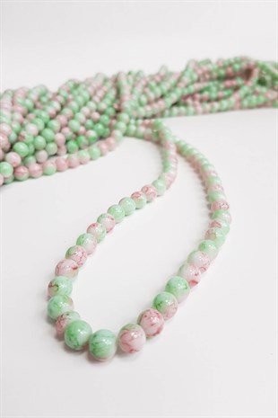 Çok Renkli Desenli Dizi Cam Boncuk