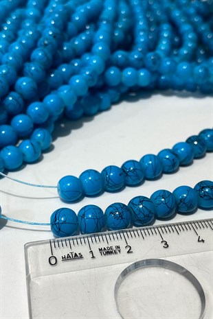 Desenli Dizi Cam Boncuk 8 mm