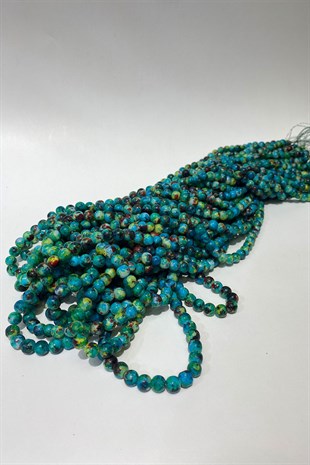 Desenli Dizi Cam Boncuk 8 mm