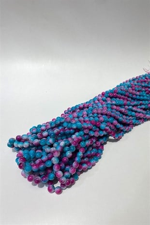 Desenli Dizi Cam Boncuk 8 mm