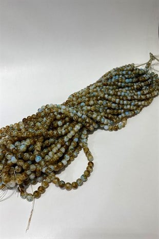 Desenli Dizi Cam Boncuk 8 mm