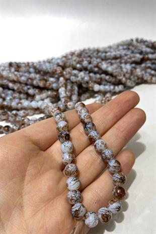 Desenli Dizi Cam Boncuk 8 mm