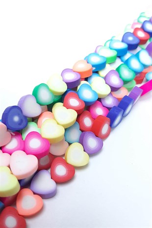 Desenli Kalp Model Fimo Hamur Boncuk