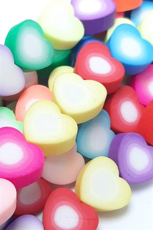 Desenli Kalp Model Fimo Hamur Boncuk