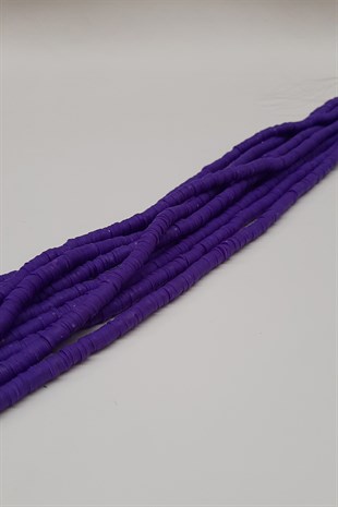 Desenli Mor Fimo Hamur Boncuk 6Mm