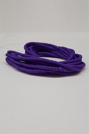 Desenli Mor Fimo Hamur Boncuk 6Mm