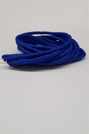 Desenli Saks Mavisi Fimo Hamur Boncuk 6Mm