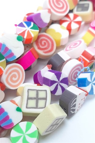 Desenli Şekerleme Fimo Hamur Boncuk