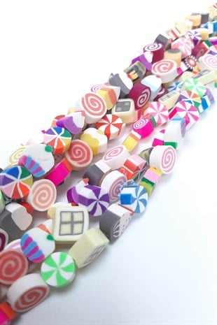 Desenli Şekerleme Fimo Hamur Boncuk