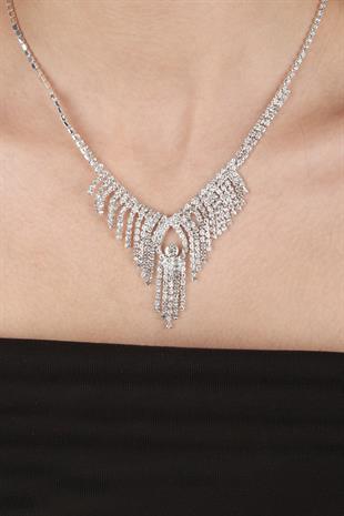  Dila Crystal Stone Evening Dress Necklace and Earring Set