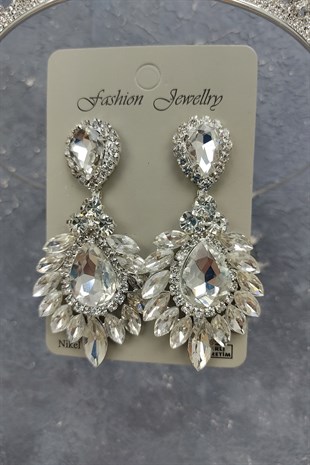 Dilruba Model Gelin Tacı Ve Damla Mekik Taşlı Küpe